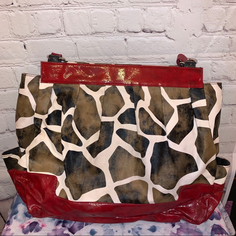 Prima Lexi Red & Giraffe Faux Print MICHE Shell
